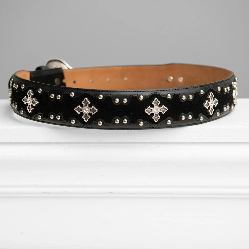 Justin Western Cross Studded Belt Rhinestone Buckle 32